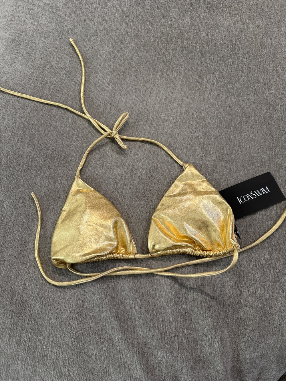 Icon swim Gold Triangle Bikini Top - Shiny Metallic size L